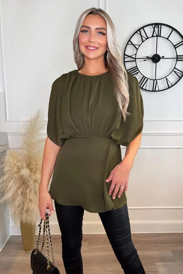 AX Paris Tops Olive Batwing Sleeve Top