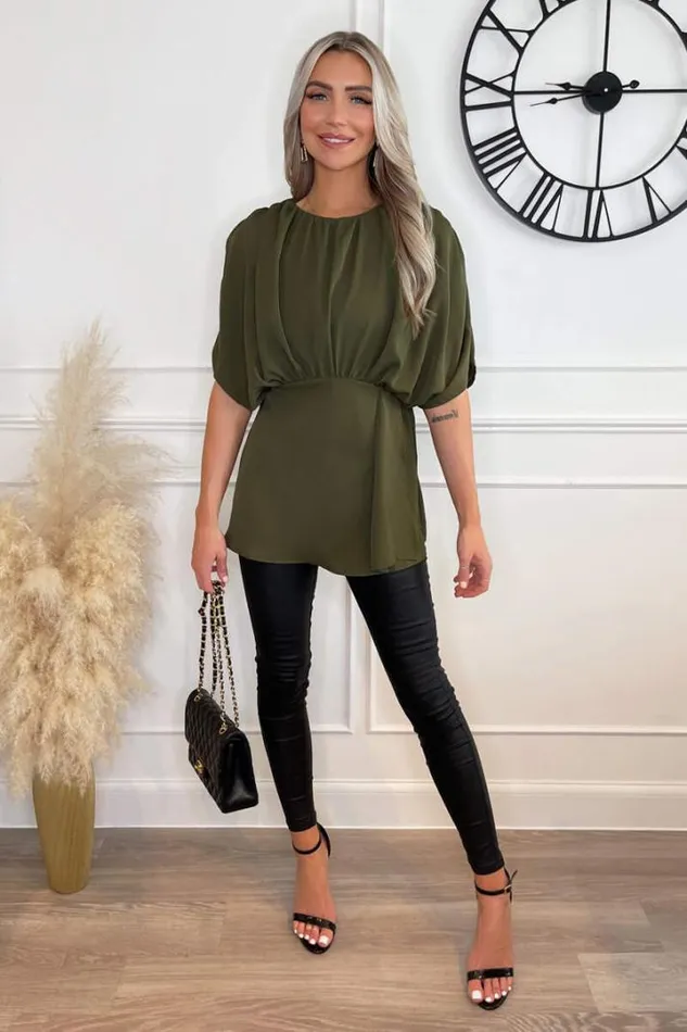 AX Paris Tops Olive Batwing Sleeve Top