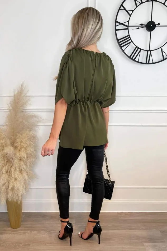 AX Paris Tops Olive Batwing Sleeve Top