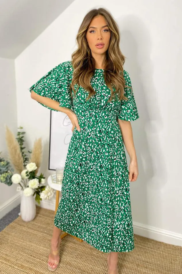 AX Paris Wedding Guest Dresses Green Abstract Printed Midi Dress