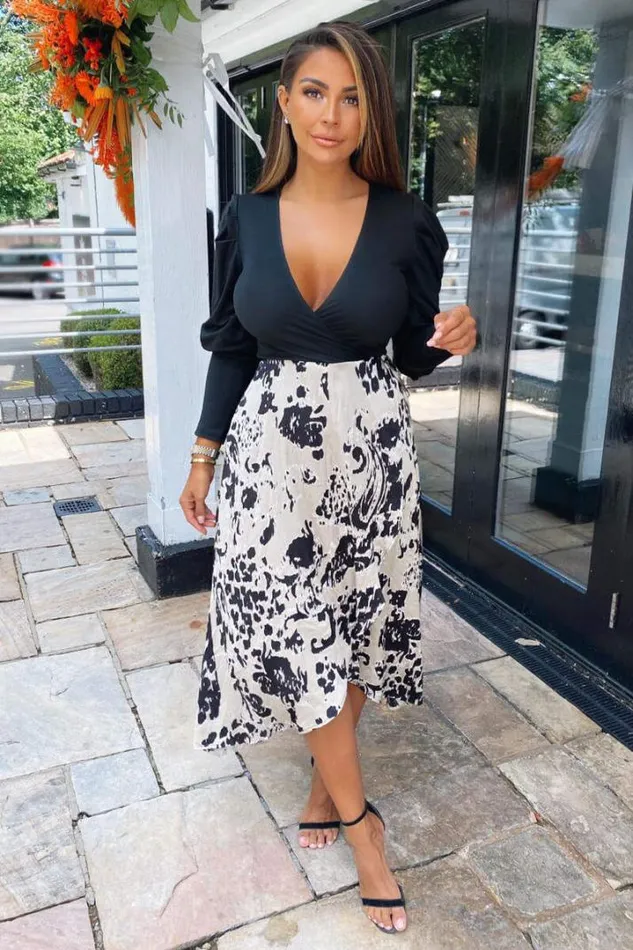 AX Paris Wedding Guest Dresses Multi 2 In 1 Animal Print Wrap Midi Dress