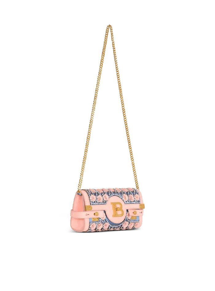 Balmain Clutches Women BBuzz Pouch 23 Embroidered With Diamond And Roses Multicolor