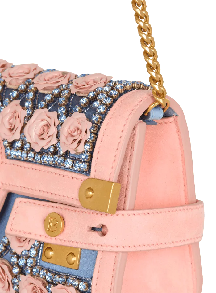 Balmain Clutches Women BBuzz Pouch 23 Embroidered With Diamond And Roses Multicolor