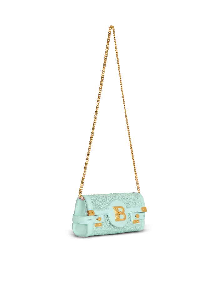 Balmain Clutches Women BBuzz Pouch 23 In Suede And Rhinestones Blue