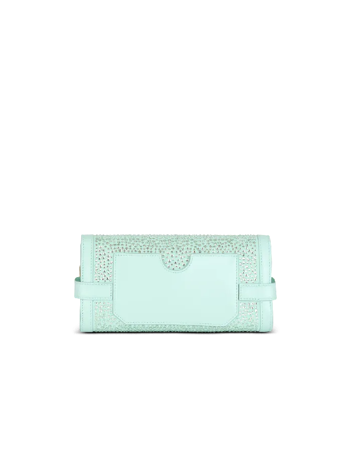 Balmain Clutches Women BBuzz Pouch 23 In Suede And Rhinestones Blue