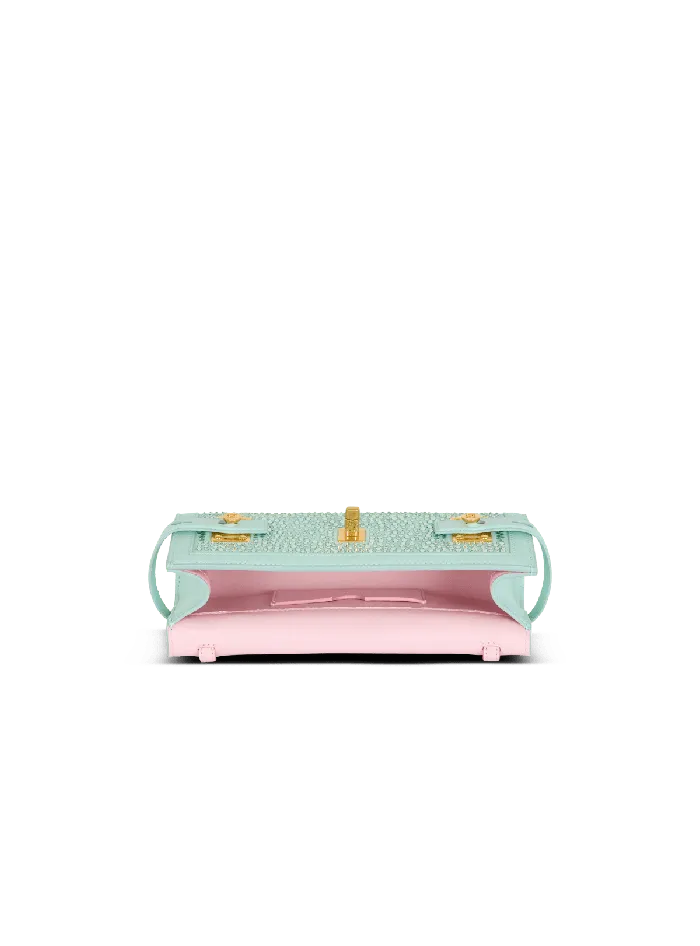 Balmain Clutches Women BBuzz Pouch 23 In Suede And Rhinestones Blue