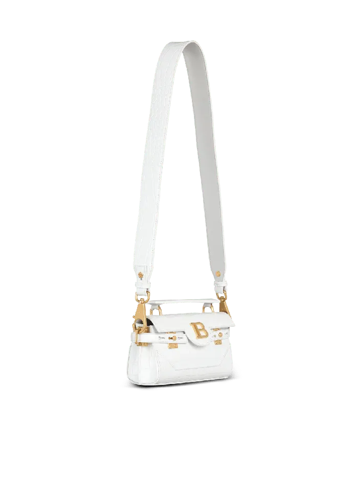 Balmain Handbags Women BBuzz 19 Bag In Crocodile Effectembossed Leather White