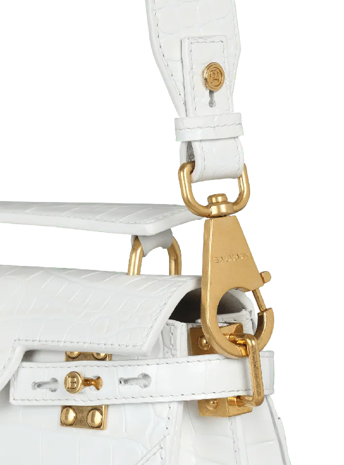 Balmain Handbags Women BBuzz 19 Bag In Crocodile Effectembossed Leather White
