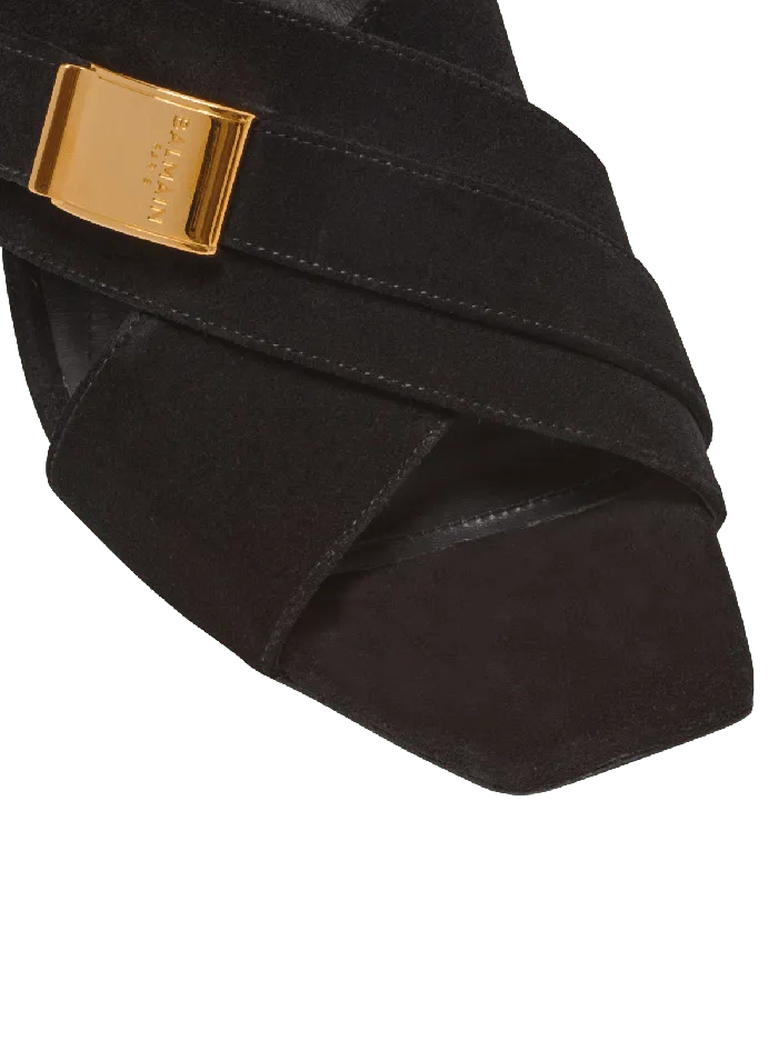 Balmain High Heels and Pumps Women Uma Mules In Suede Leather Black