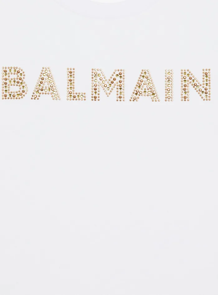 Balmain Kids Rhinestoned TShirt White