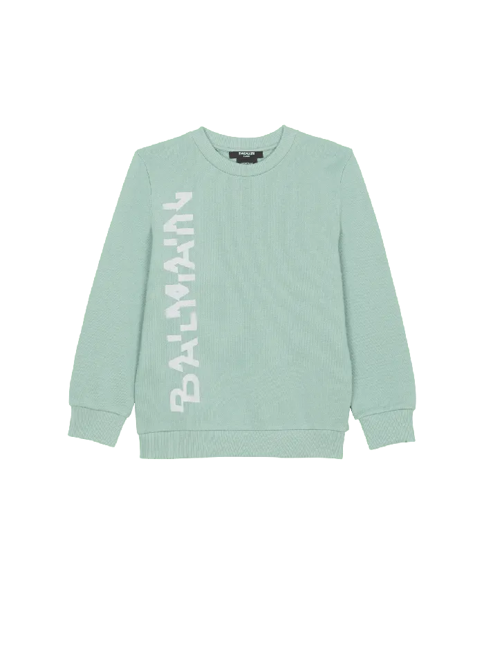 Balmain Kids Sweatshirt With Glittery Logo Green