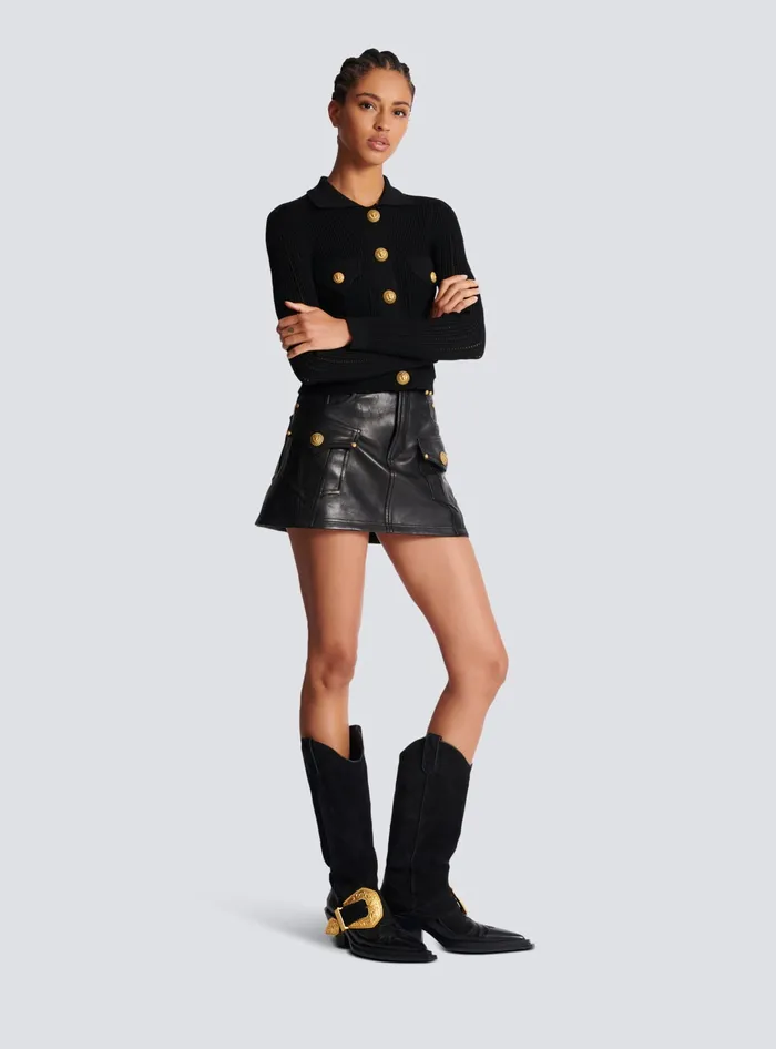 Balmain Knitwear Women Buttoned Knit Cardigan Black
