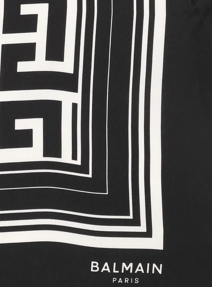 Balmain Scarves Women Silk Monogrammed Scarf Black