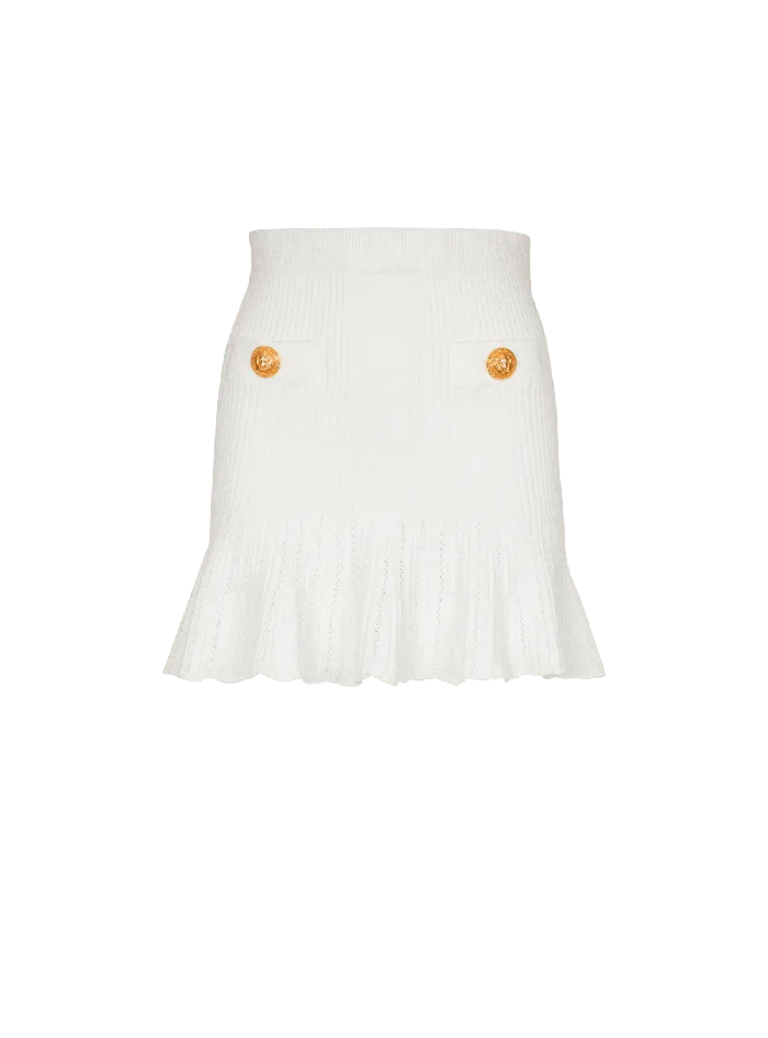 Balmain Skirts Women Knitted Skater Skirt White