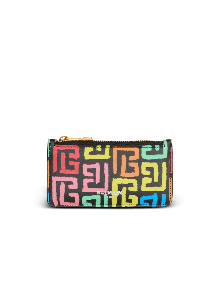 Balmain Small Leather Goods Men Multicoloured PB Labyrinth Calfskin Purse Black Balmain Small Leather Goods Men Multicoloured PB Labyrinth Calfskin Purse Black