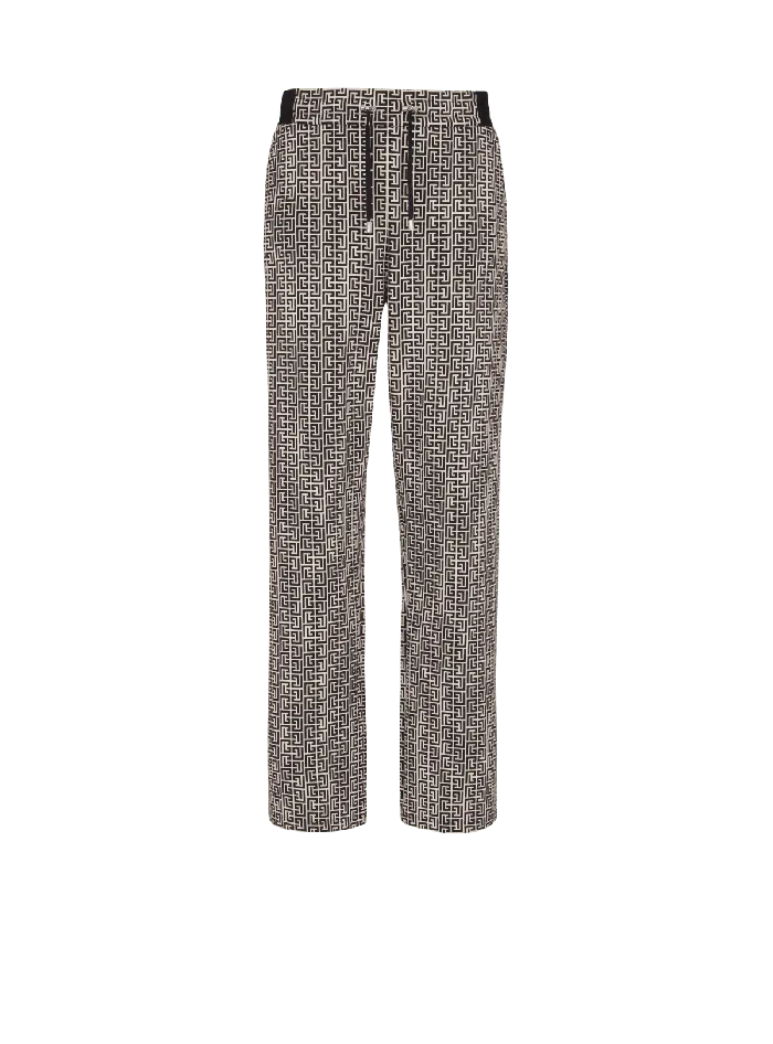 Balmain Trousers And Shorts Men PB Labyrinth Jacquard Joggers Black