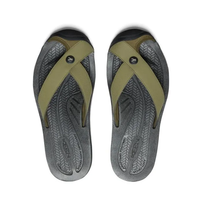Barbados Martini OliveBlack Leather FlipFlop Men KEEN SlipOns Barbados Martini OliveBlack Leather FlipFlop Men KEEN SlipOns
