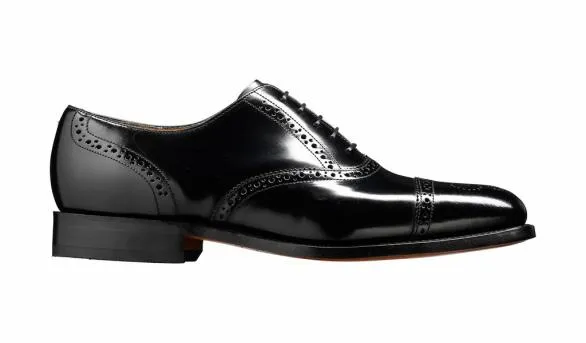 Barker Shoes Alfred 8211 Black HiShine Brogue Cap Toe Black Hishine Brogue Cap Toe Mens