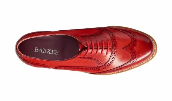 Barker Shoes Fearne 8211 Red Hand Painted Womens Brogue Shoe Red Hand Painted Womens Brogue Shoe Womens