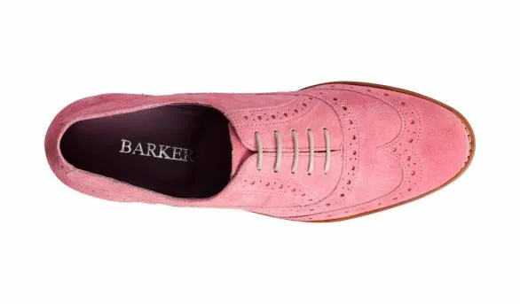 Barker Shoes Freya 8211 Pink Suede Women Brogue Shoe Pink Suede Women Brogue Shoe Womens
