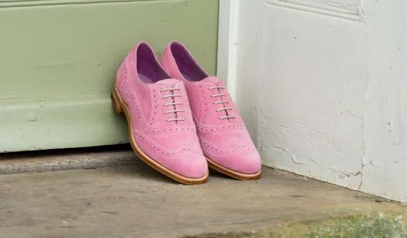 Barker Shoes Freya 8211 Pink Suede Women Brogue Shoe Pink Suede Women Brogue Shoe Womens