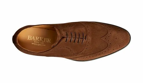 Barker Shoes Hampstead 8211 Castagnia Suede Oxford Brogue Shoe Castagnia Suede Oxford Brogue Shoe Mens