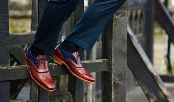 Barker Shoes McClean 8211 Cedar Calf Blue Suede Cedar Calf Blue Suede Mens