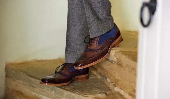 Barker Shoes McClean 8211 Cedar Calf Blue Suede Cedar Calf Blue Suede Mens