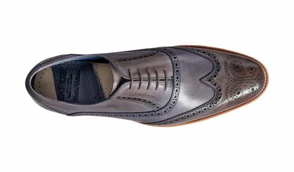 Barker Shoes Valiant 8211 Grey Hand Painted Brogue Grey Hand Painted Brogue Mens