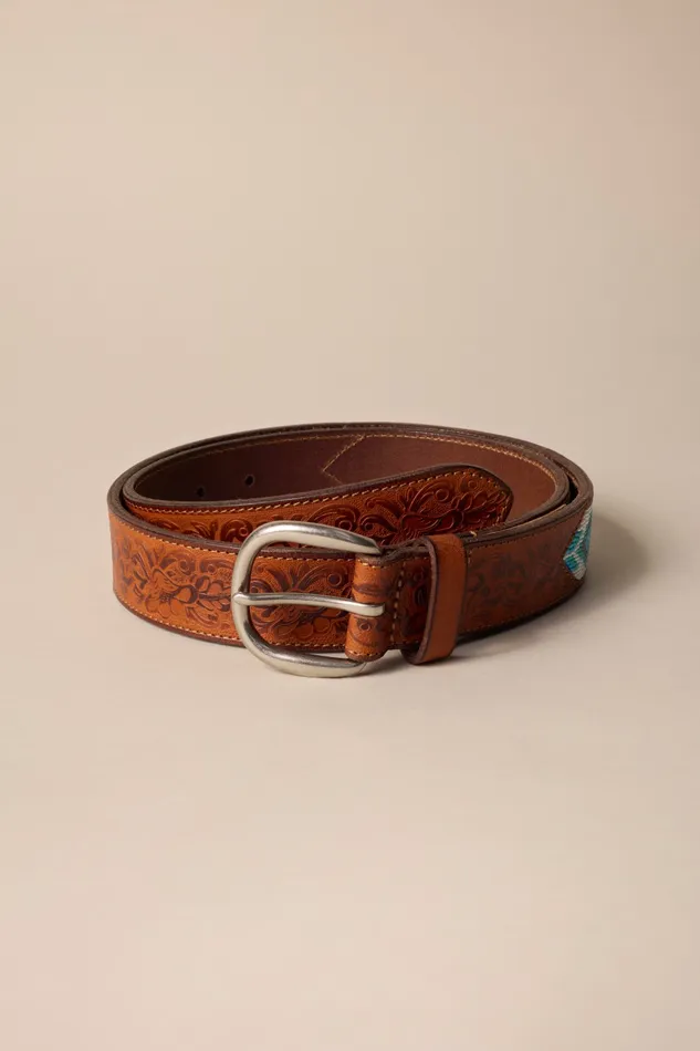 Beaded Strap Leather Belt Brown Women Lucky Brand Belts