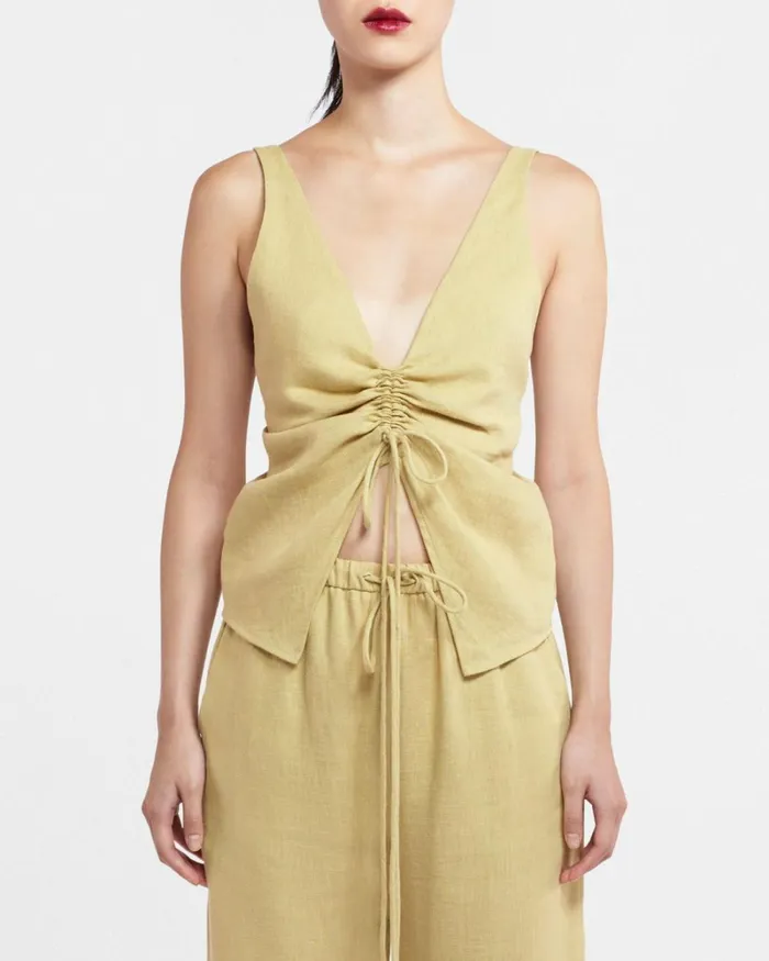 Berdine Oat Linen Women Nanushka Tops