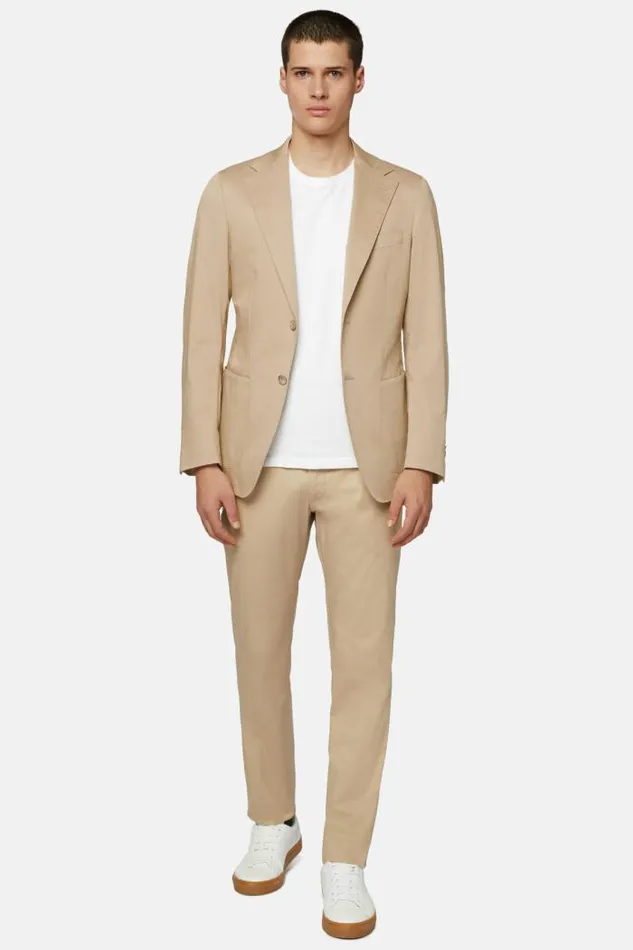 Blazers Men Boggi Milano Beige B Tech Cotton And Stretch Nylon Jacket Beige