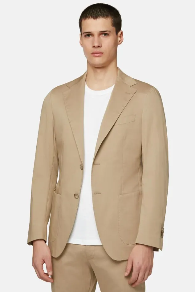 Blazers Men Boggi Milano Beige B Tech Cotton And Stretch Nylon Jacket Beige Blazers Men Boggi Milano Beige B Tech Cotton And Stretch Nylon Jacket Beige