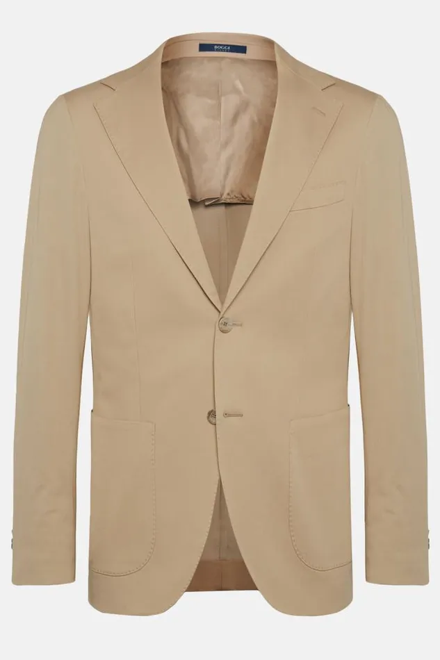 Blazers Men Boggi Milano Beige B Tech Cotton And Stretch Nylon Jacket Beige Blazers Men Boggi Milano Beige B Tech Cotton And Stretch Nylon Jacket Beige