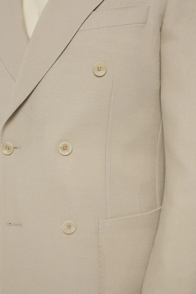 Blazers Men Boggi Milano Beige Pure Wool Crepe DoubleBreasted Jacket Beige Blazers Men Boggi Milano Beige Pure Wool Crepe DoubleBreasted Jacket Beige