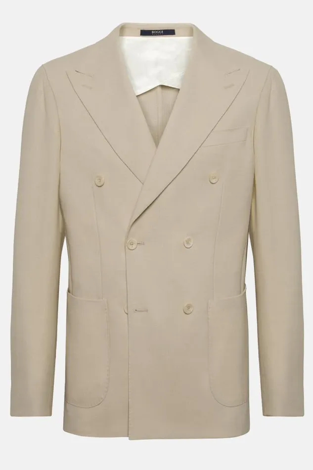 Blazers Men Boggi Milano Beige Pure Wool Crepe DoubleBreasted Jacket Beige Blazers Men Boggi Milano Beige Pure Wool Crepe DoubleBreasted Jacket Beige