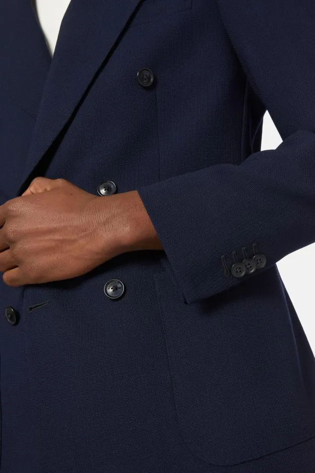 Blazers Men Boggi Milano Blue Pure Wool Crepe DoubleBreasted Jacket Navy Blue