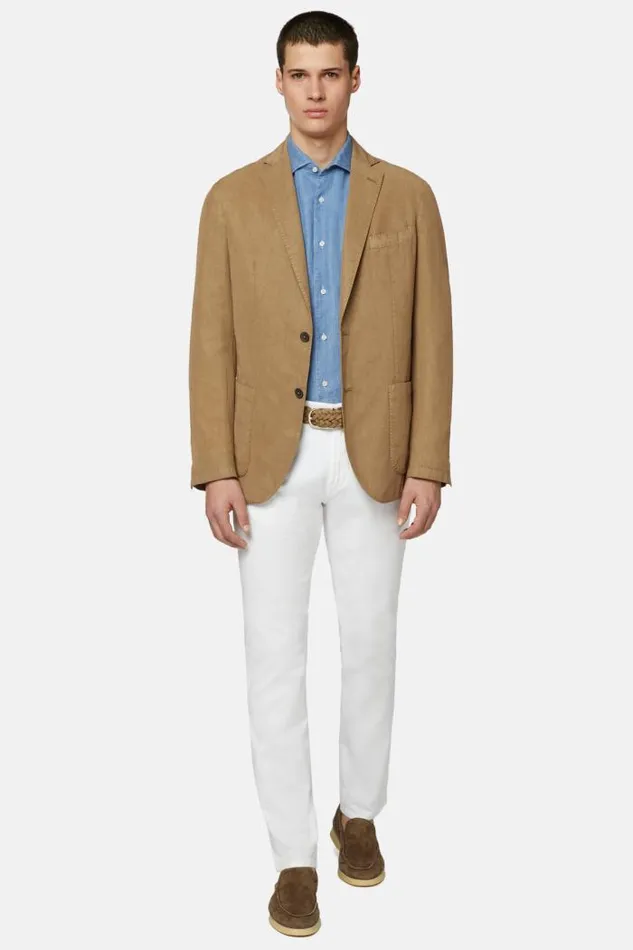 Blazers Men Boggi Milano Dove Grey TencelLinenCotton Jacket Taupe