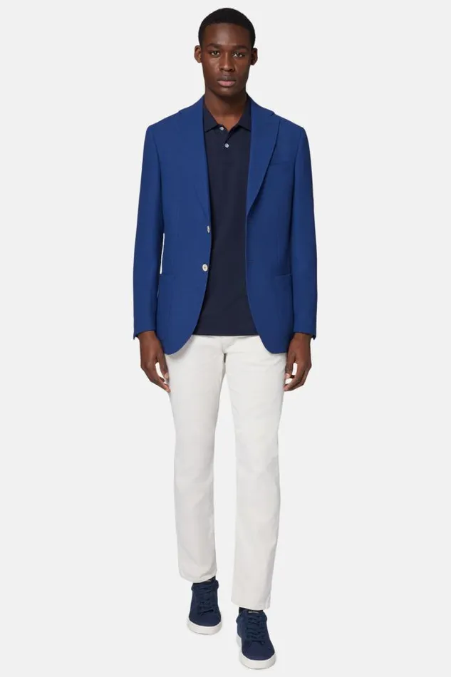 Blazers Men Boggi Milano Royal Blue Wool Crepe Jacket Royal Blue