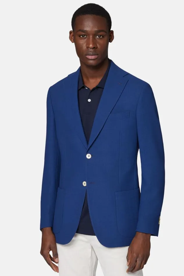 Blazers Men Boggi Milano Royal Blue Wool Crepe Jacket Royal Blue Blazers Men Boggi Milano Royal Blue Wool Crepe Jacket Royal Blue