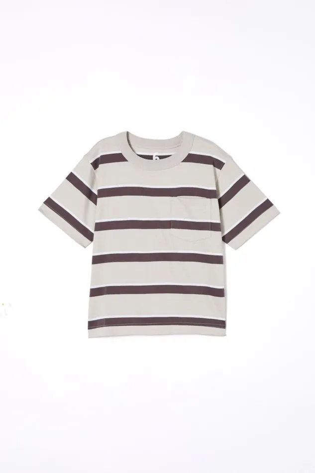 Boys Tops and TShirts Cotton On The Essential Short Sleeve Tee Winter Greyrabbit Greywhite Stripe Boys Tops and TShirts Cotton On The Essential Short Sleeve Tee Winter Greyrabbit Greywhite Stripe