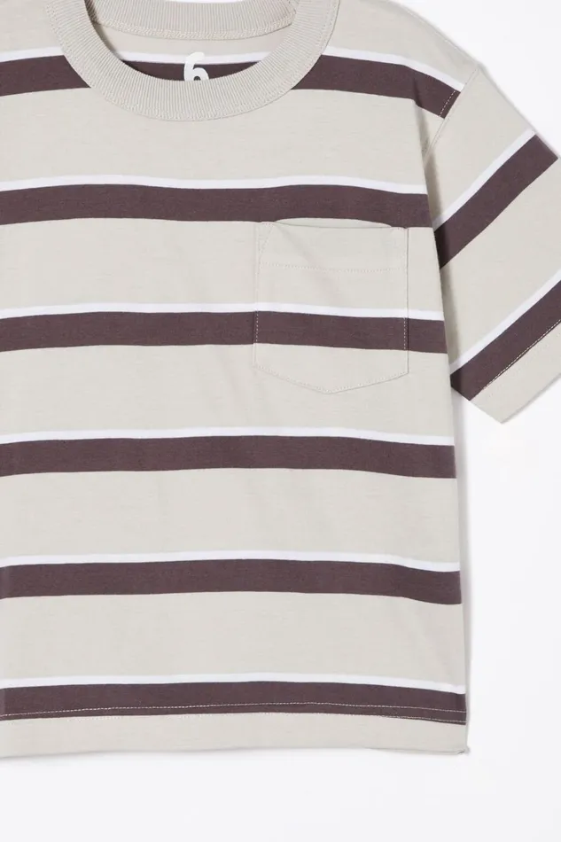 Boys Tops and TShirts Cotton On The Essential Short Sleeve Tee Winter Greyrabbit Greywhite Stripe Boys Tops and TShirts Cotton On The Essential Short Sleeve Tee Winter Greyrabbit Greywhite Stripe