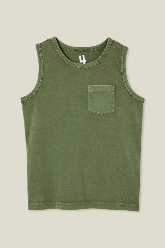 Boys Tops and TShirts Cotton On The Essential Tank Swag Green Wash