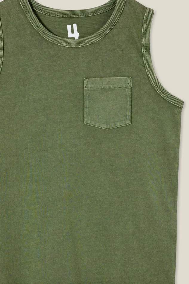 Boys Tops and TShirts Cotton On The Essential Tank Swag Green Wash
