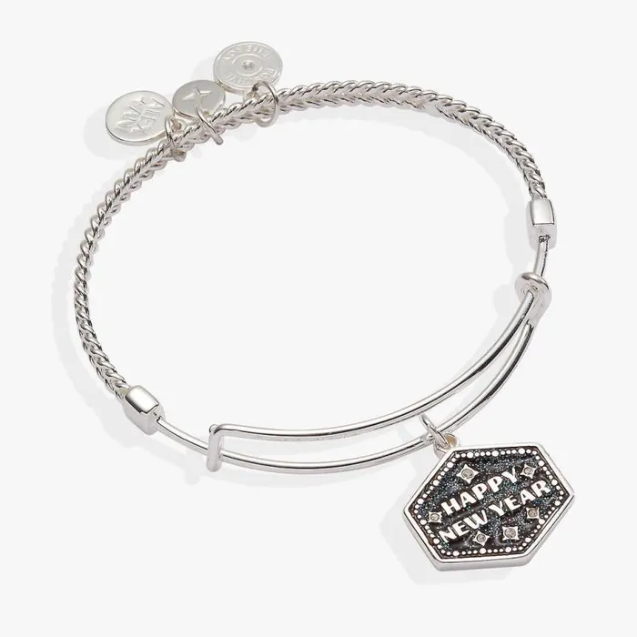Bracelets Women Alex And Ani Happy New Year Glitter Bangle Silver