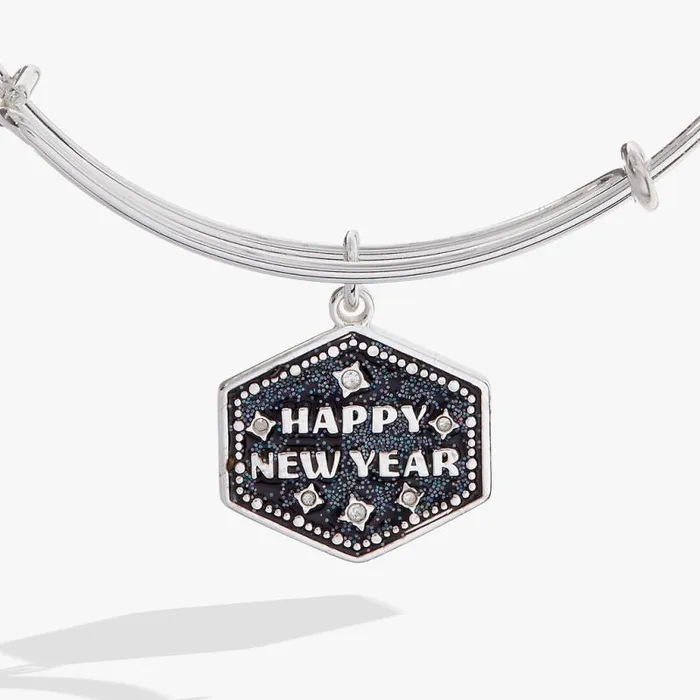 Bracelets Women Alex And Ani Happy New Year Glitter Bangle Silver