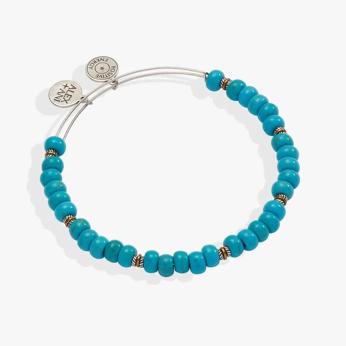 Bracelets Women Alex And Ani Untamed Turquoise Beaded Bangle Two Tone