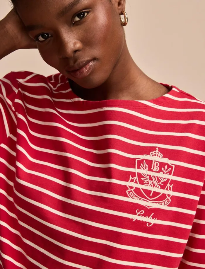 Breton Long Sleeve Tee Red Stripe Women Lucky Brand Knit Tops