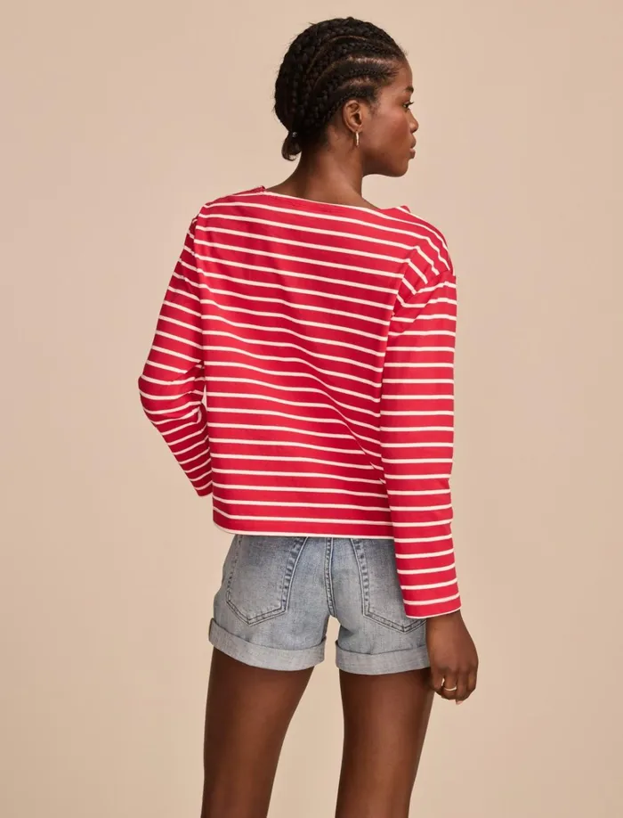 Breton Long Sleeve Tee Red Stripe Women Lucky Brand Knit Tops