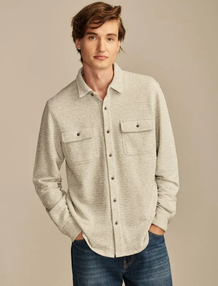 Brushed Long Sleeve Knit Shirting Heather Grey Men Lucky Brand Shirts and Tops Brushed Long Sleeve Knit Shirting Heather Grey Men Lucky Brand Shirts and Tops